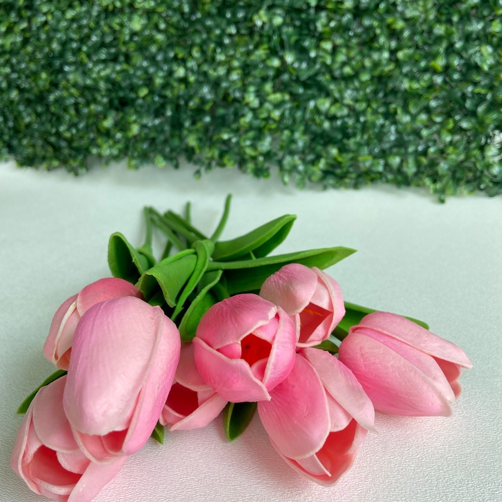 20 Count | Pink Tulips Real Touch Artificial Flowers Wedding Floral Bouquet New - Picture 2 of 11